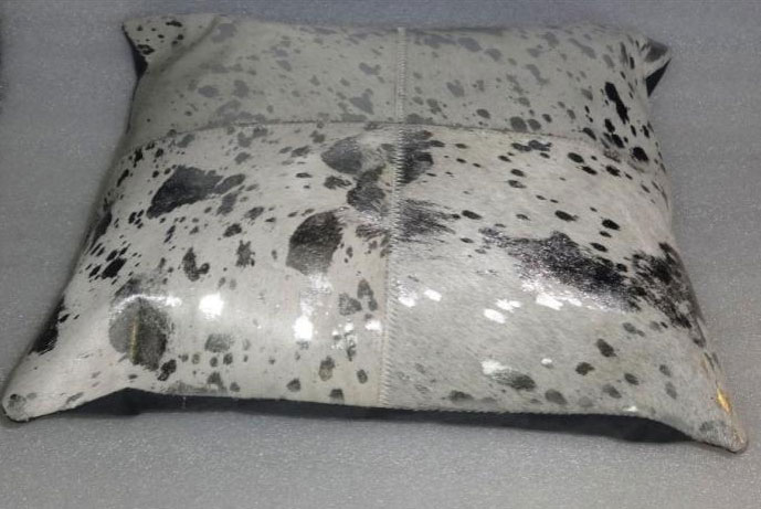 Silver foil on white leather Cushion